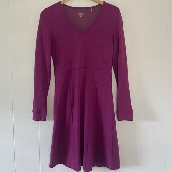 Toad & Co Dress Fuchsia Pink Long Sleeve Fit Flare Soft Outdoor Womens Small* - Picture 1 of 16